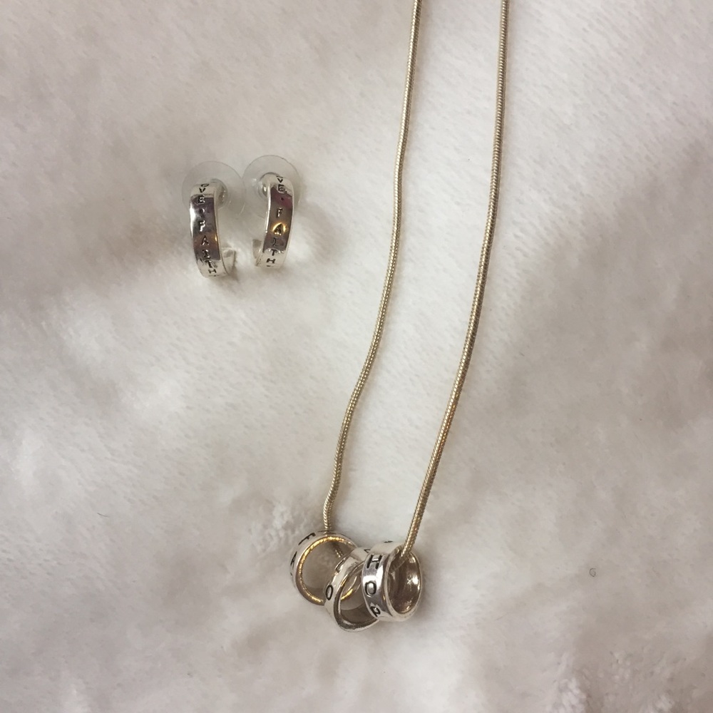 FAITH LOVE HOPE Necklace & Earrings Set